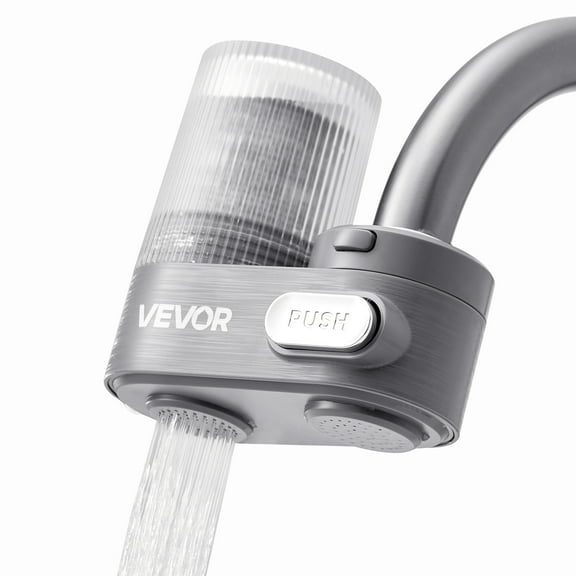 VEVOR Faucet Mount Water Filter, Vertical Water Purifier for Sink Tap, Carbon Fiber Filters, Removes Chlorine Lead with 1 Filter, Fits Most Kitchen or Bathroom Faucets, Gray