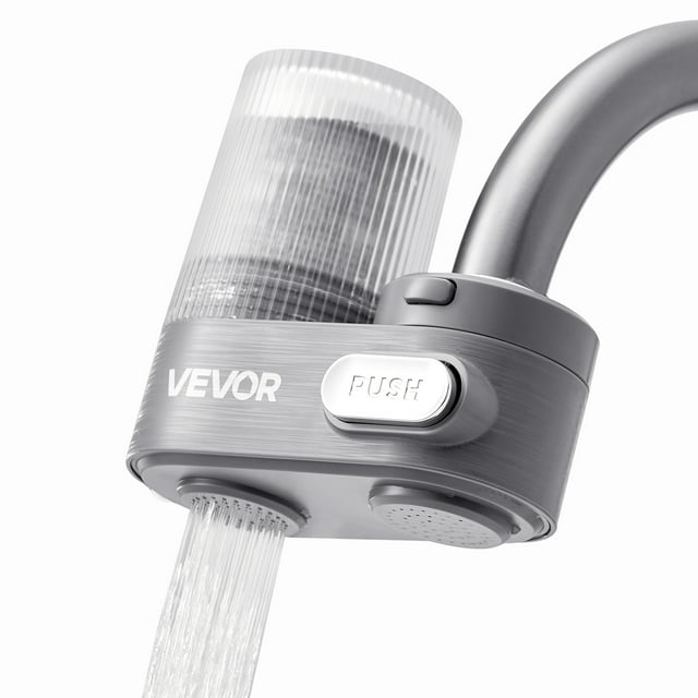VEVOR Faucet Mount Water Filter Sink Water Purifier for Kitchen Vertical Gray