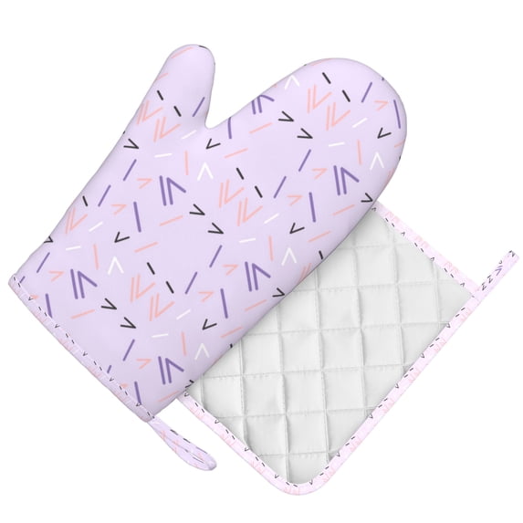 DouZhe Oven Mitts and Pot Holders Sets, 90s Memphis Style Prints Non-Slip Heat Resistant Kitchen Oven Silicone Glove