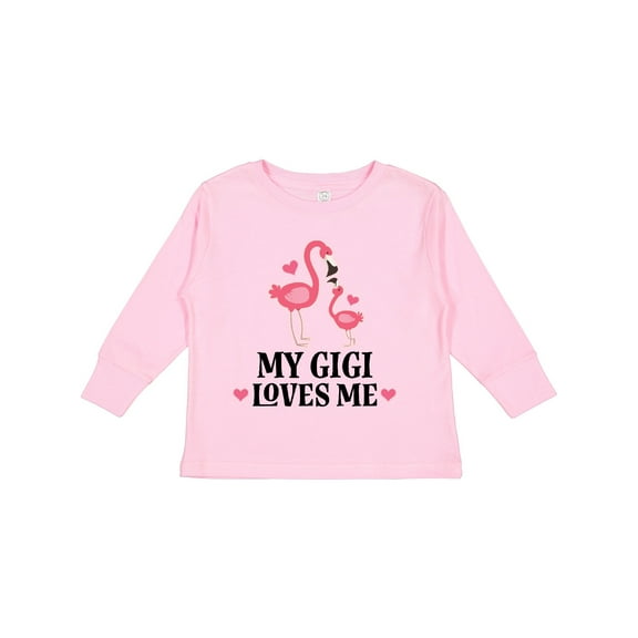 Inktastic My Gigi Loves Me Flamingo Girls Long Sleeve Toddler T-Shirt