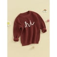 thumbnail image 2 of Bagilaanoe Toddler Baby Girl Boy Knitted Sweater Long Sleeve Rainbow Letter Embroidery Pullover 6M 9M 12M 18M 24M 3T Kids Warm Jumpers Tops Fall Loose Knitwear, 2 of 7