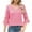 Pink, variant on Uaswgudfs Tees for Women Trendy 3/4 Fold Sleeves Tops Dressy Casual Business Work Blouses Solid Color Chiffon Office Shirts