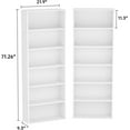 thumbnail image 3 of oneinmil Bookshelf 6-Tier Set of 2 Open Bookcase and Bookshelves Wooden Floor Standing Display Wide Storage Shelves Rack 71" Tall for Home Offices, Living Rooms, and Bedrooms, White, 3 of 6