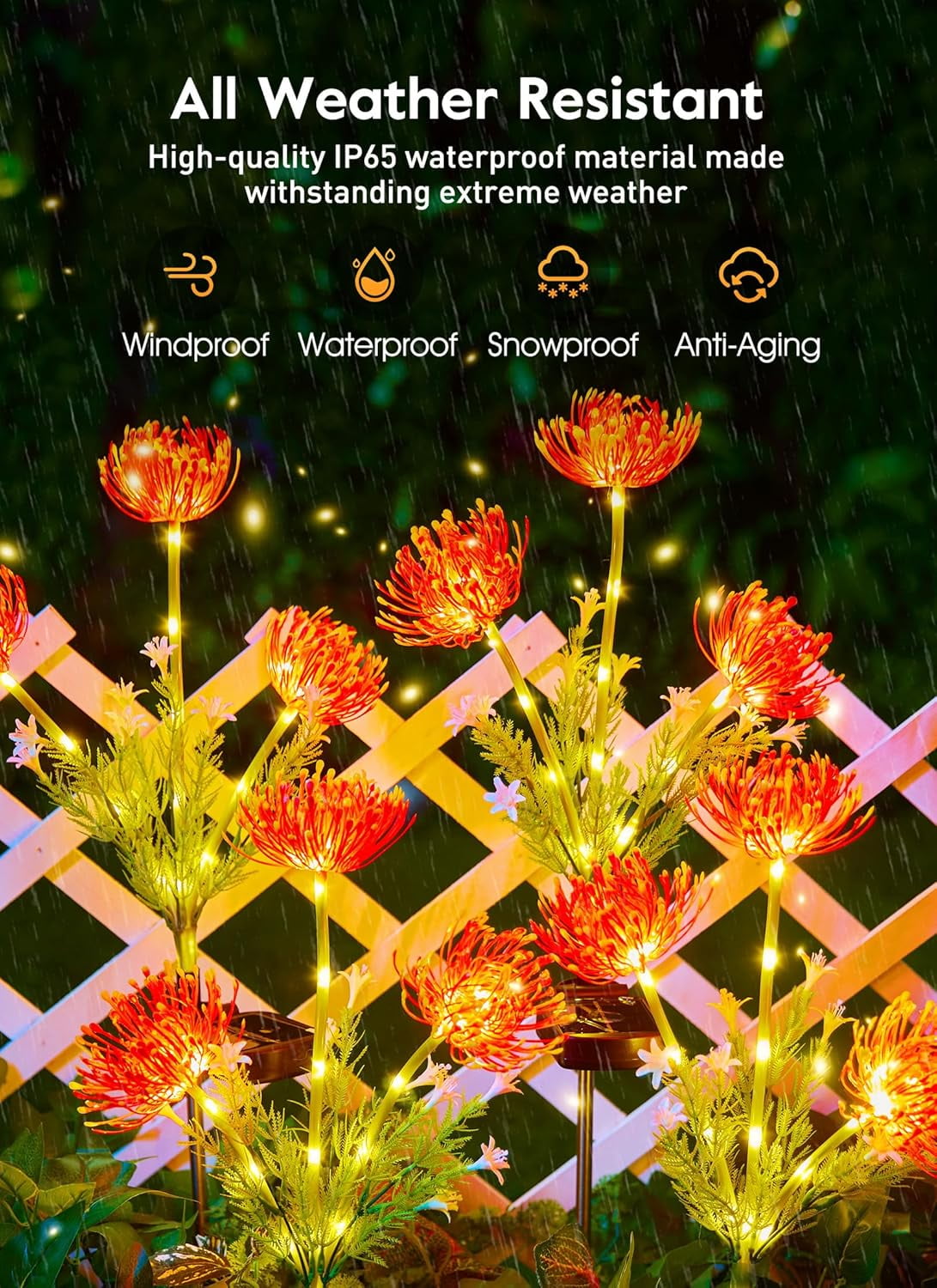 Lyacmy 4 Pack Red Flower Solar Garden Lights Outdoor, Waterproof Solar Lights for Yard Pathway Patio Outdoor Decor
