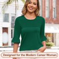 thumbnail image 2 of Camiseta Blingfit para mujer, manga 3/4, holgada, color verde, talla L, 2 of 5