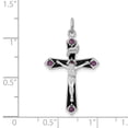 thumbnail image 2 of Sterling Silver Blk Epoxy Purple Cubic Zirconia Inri Crucifix Cross Pendant - Measures 31.75x18.25mm Wide 2.75mm Thick, 2 of 2