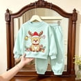 thumbnail image 2 of Enjoytime Christmas Girls Outfits Print Long Sleeve Crewneck Sweatshirt with Pants 2 Piece Set Cute Holiday Kids Toddler Clothes, 2 of 7