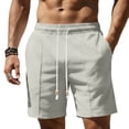 thumbnail image 6 of Besolor Men's Shorts Cotton Linen Wide Leg Elastic Waisted Lightweight Breathable Thin Casual Summer Shorts with Pockets(Medium,Gray), 6 of 6