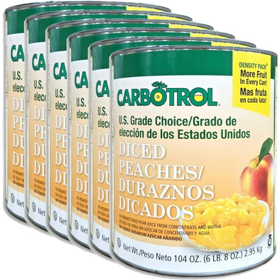 Carbotrol | U.S. Grade Choice Diced Peaches Value Pack | 105 Ounce Density Pack Can | Case of 6