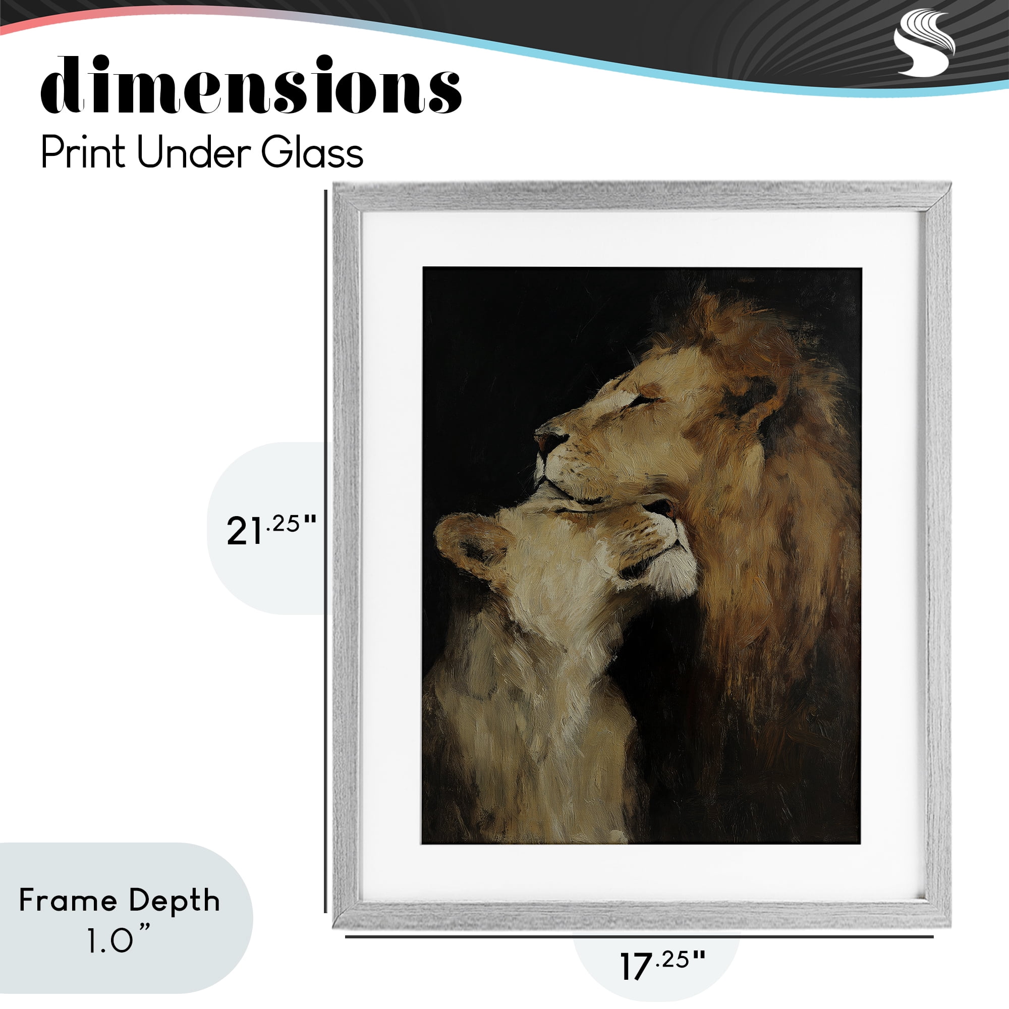 Stupell Industries Regal Pair of Lions Gray Framed Print Under Glass, design by Svetlana Aleynikova