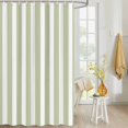 thumbnail image 4 of Fabric Shower Curtain, Sage Green and White Striped Geometric Bathroom Curtain with 12 Hooks Waterproof No Bad Odor Machine Washable Bath Curtains for Bathroom, Spa Room, 72"x78", 4 of 6