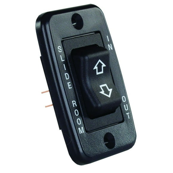 Interrupteur Coulissant 12355 Instantané/off/momentané; Terminal 5 Broches; Découpe 1.67 Pouces x 0.95 Pouces; 2.87 Pouces x 1.87 Pouces Interrupteur; 40 Ampères/12 Volts; Noir; avec Cadre