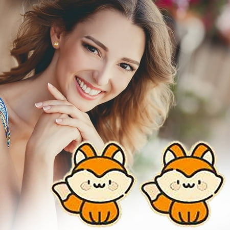 

Earring for Multiple Piercing Autumn Orange Pumpkin Coffee Milk Tea Cup Maple Leaf Wool Ball Small Tree Turkey Nut Earri Diamond Stud Earrings for Women Girl