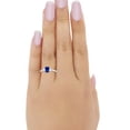 thumbnail image 4 of Emerald Cut Three Stone Ring Blue Sapphire CZ 925 Sterling Silver Size 6, 4 of 4