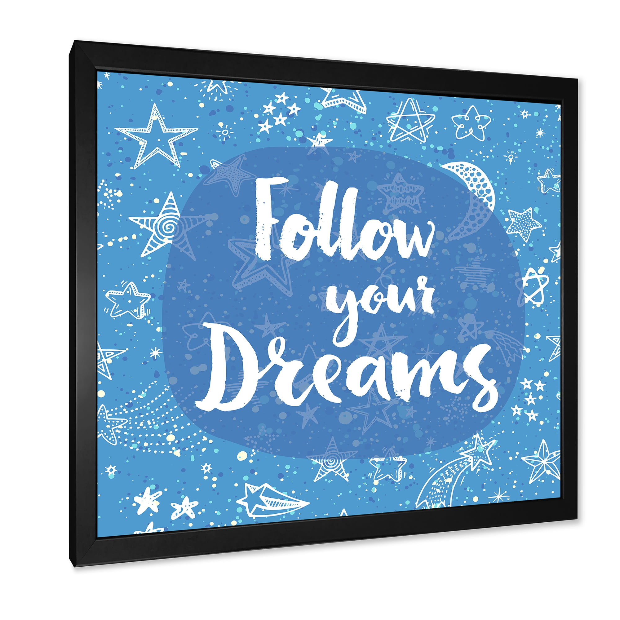 Designart 'Follow Your Dreams On Blue II' Modern Framed Art Print