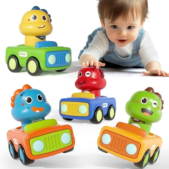 WQFSTORE Toddler Press Go Car Toys for 1 2 3 Years Old Boys , Push Go Friction Animal Cars Baby Toys for 12-18 Months One Year Old Boy Toys ,First Birthday Gifts