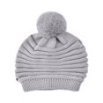 thumbnail image 4 of Wuphunn Womens Winter Knitted Beanie Hat Soft Slouchy Cuffed Toboggan Hats Y2k Thermal Hat Pompom Soft Warm Hat Thermal Beanie Winter Cap Gray One Size, 4 of 4