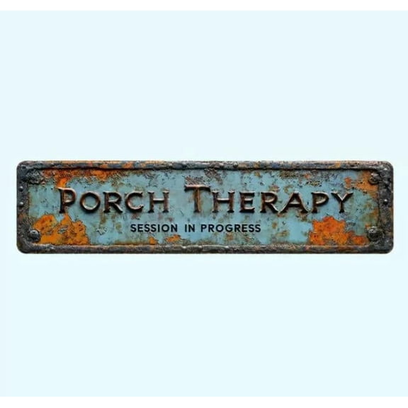 Rongyun Porch Therapy Sign, 2D Aluminum Wall Decor for Porch, Patio Sign, Distressed Rustic Sign, Outdoor Porch Decor, 8X3Inch