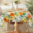 thumbnail image 4 of Orange Floral Tablecloth 60×84 inch Waterproof, Spring Summer Oblong Table Cloth Washable, Cloth Table Cover for Party Picnic Dinner Decor (Floral 01), 4 of 6
