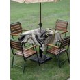 thumbnail image 2 of Square Outdoor Tablecloth With Umbrella Hole And Zipper– Black and White Marble Waterproof Patio Table Cover for Party, Picnic, Backyard, 54"x54" , Abstract Golden Lines, 2 of 8