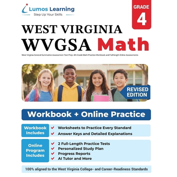 West Virginia General Summative Assessment Test Prep: 4th Grade Math Practice Workbook and Full-length Online Assessment, (Paperback)