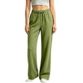 thumbnail image 4 of Womens Wide Leg Pants Casual Flowy Crepe Trousers Free Relaxed Fit Work Business with Pockets, 4 of 9