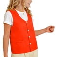 thumbnail image 2 of UVEASISHA Unisex Kids Volunteer Vest Lightweight Button Up Waistcoat Boys Girls V Neck Sleeveless Basic Vest Solid Color Casual Vest for School Activities Orange 7-8 Years, 2 of 10