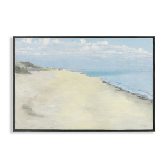 Stupell Industries Solemn Beach Tide Landscape & Nature Painting Black Framed Art Print Wall Art, 18 x 12