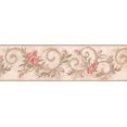 thumbnail image 2 of Fleurs Rouges Damassé Beige Bord Design Rétro, Rouleau 15' x 7'', 2 of 3