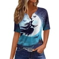 thumbnail image 6 of IYYVV Women Fall Halloween V Neck Shirt Pumpkin Graphic Short Sleeve Tee Autumn Holiday Family Matching Top Purple M, 6 of 6