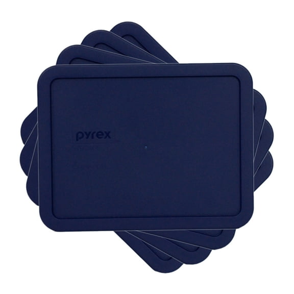 Pyrex 7211-PC Blue Rectangle Plastic Storage Replacement Lid Cover (4-Pack)