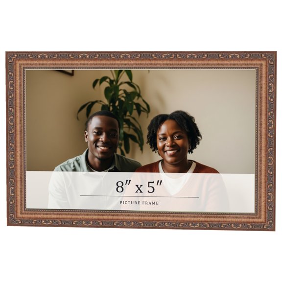 8x5 Frame Gold Solid Wood Picture Frame Width 1.25 Inches | Interior Frame Depth 0.375 Inches |