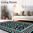 thumbnail image 2 of ODIKA 3'x5' Machine Washable Non-Slip Area Rug, Mystic Labyrinth Featuring Interlocking Symbols and Floral Accents High Traffic Rug, Black, 679371, 2 of 7