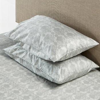 Hotel Style Luxury 600 Thread Count Gray, Paisley Sateen Pillowcases, King (2 Count)