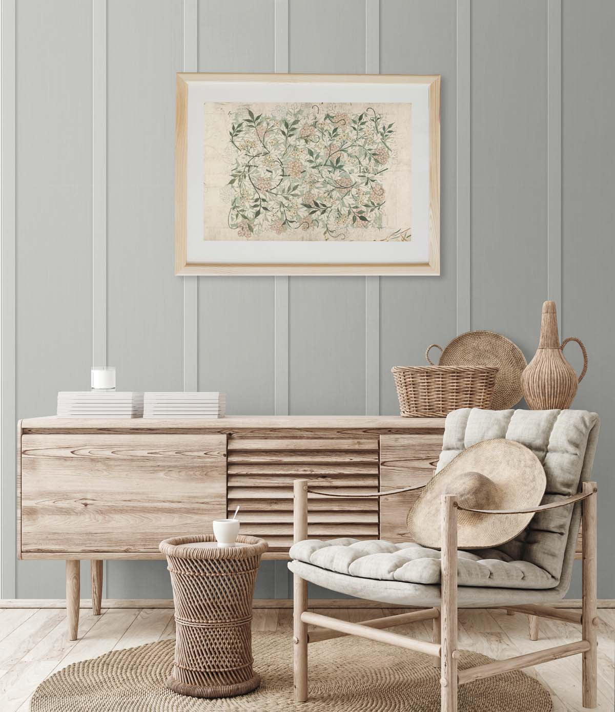 NextWall Harbor Grey Faux Board & Batten Peel and Stick Wallpaper