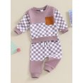thumbnail image 4 of Musuos Baby Boy 2 Piece Outfits 6 12 18 24M 3T Plaid Long Sleeve Sweatshirt with Pocket and Elastic Pants for Toddler Fall Clothes, 4 of 10