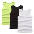 thumbnail image 2 of Dance Tops for Girls Big Girls Undershirts 3 Pack Toddler Girl Sleeveless Summer Tops, Dance Tank Tops for Gymnastics Workout Running Sports Yoga Athletic Tanks New Green 9T, 2 of 4