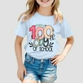 thumbnail image 2 of Kids 100 Days of School Shirt Girls Cute Printed Crewneck Girl Short Sleeve Shirts Top School Celebration Shirts for Kids Girls Boys Size 6, 2 of 4