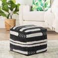 thumbnail image 5 of LR Home Small Over-tufted Geometric Indoor Square Pouf, Black/White, 18" x 18" x 14", 5 of 9