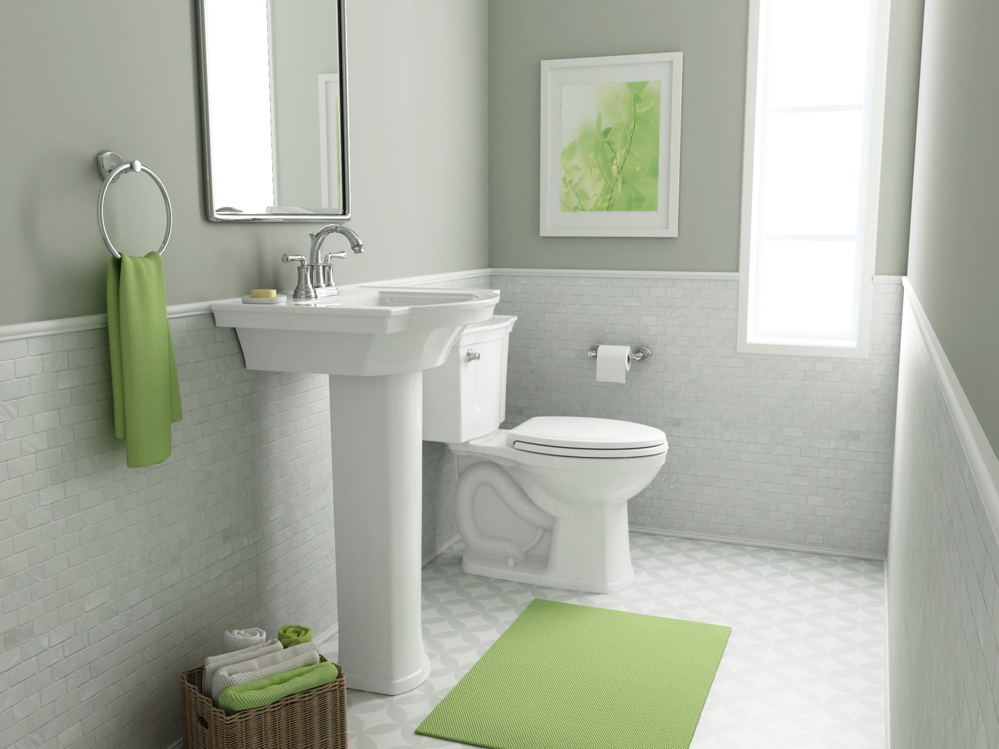 American Standard 0900001.222 Estate 24" Pedestal Bathroom Sink Only - Off White