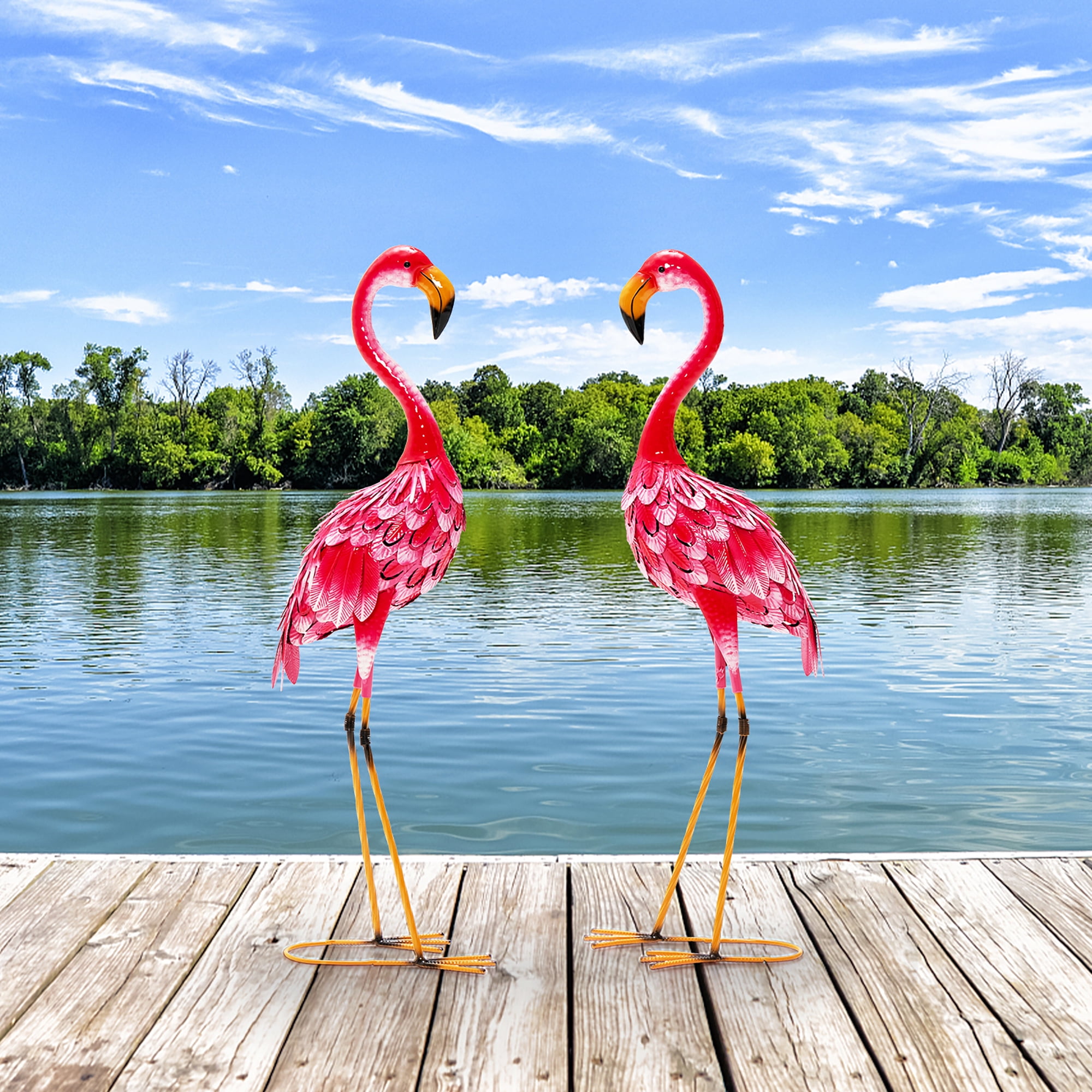 Costway 2-Piece Flamingo Garden Decor: Rustproof Metal Art Sculpture Set  for Outdoor Ornament, Yard, Lawn, Pink - Walmart Business Supplies, image size:2000x2000