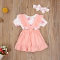 thumbnail image 5 of Seyurigaoka Baby Girl’s Floral Jumpsuit Solid Color Suspender Skirt and Headband, 5 of 6
