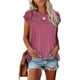 thumbnail image 2 of Camiseta informal para mujer, camiseta hueca con cuello redondo corto para mujer, blusa hueca de manga corta, calidad en la que puede confiar, 2 of 3