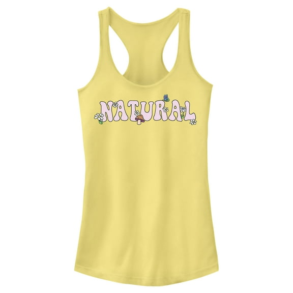 Junior's Lost Gods Natural Flowers  Racerback Tank Top Banana Large