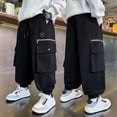 thumbnail image 2 of XIYON Boy's Cargo Pants Casual Streetwear Hip Hop Style For Teen Youth Kids Comfortable Athletic Trousers Streetwear 4-5 Years, 2 of 6