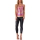 thumbnail image 2 of Camiseta sin mangas metálica para mujer Inspire Chic con tirantes espagueti y espalda descubierta en color rosa intenso, 2 of 6