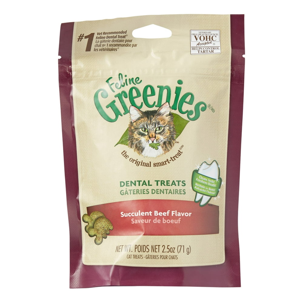 Greenies Feline Dental Cat Treats, Succulent Beef Flavor, 2.5 oz. Pack