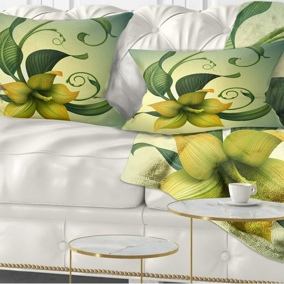 Designart Yellow Fantasy Flower - Floral Throw Pillow - 12x20