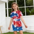 thumbnail image 3 of Grblisyd 4th of July Dresses for Girls Red White and Blue USA Patriotic Dress American Flag Crew Neck Short Sleeve A Line Dress Size 7, 3 of 6