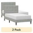 thumbnail image 4 of (2 pack) Mainstays Hillside Square Tufted Upholstered Twin Platform Bed, Light Gray Fabric, 4 of 17